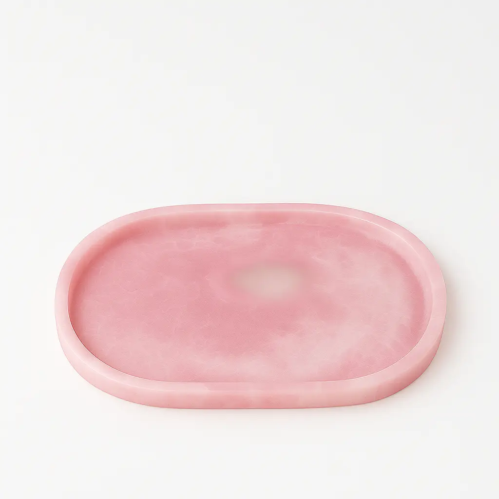 Pink Resin Oval Tray Large