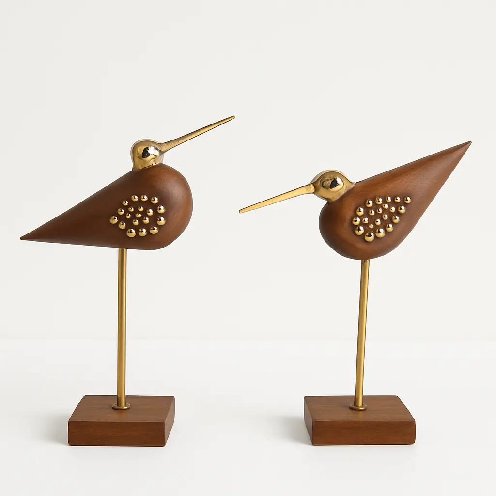 Wooden Bird Figurines (Set of 2)