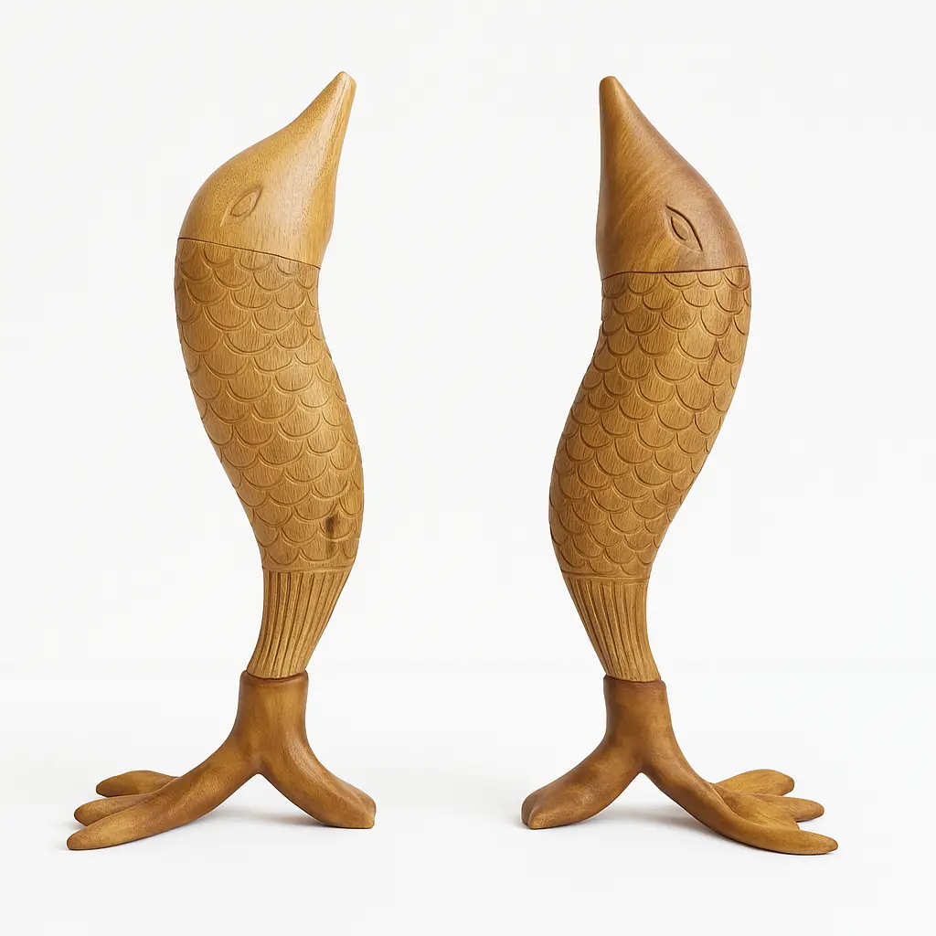 Wooden Fish Figurines (Set of 2)